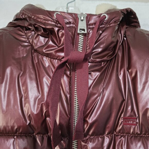 NWT Levi's Levi's Molly Puffer Jacket Y2K Womens Size XL Red Sherpa Lined - Picture 5 of 8